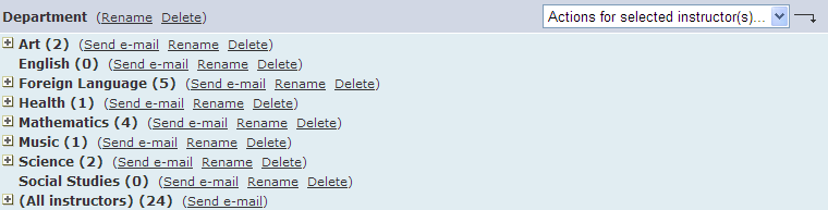 Instructor grouping screenshot